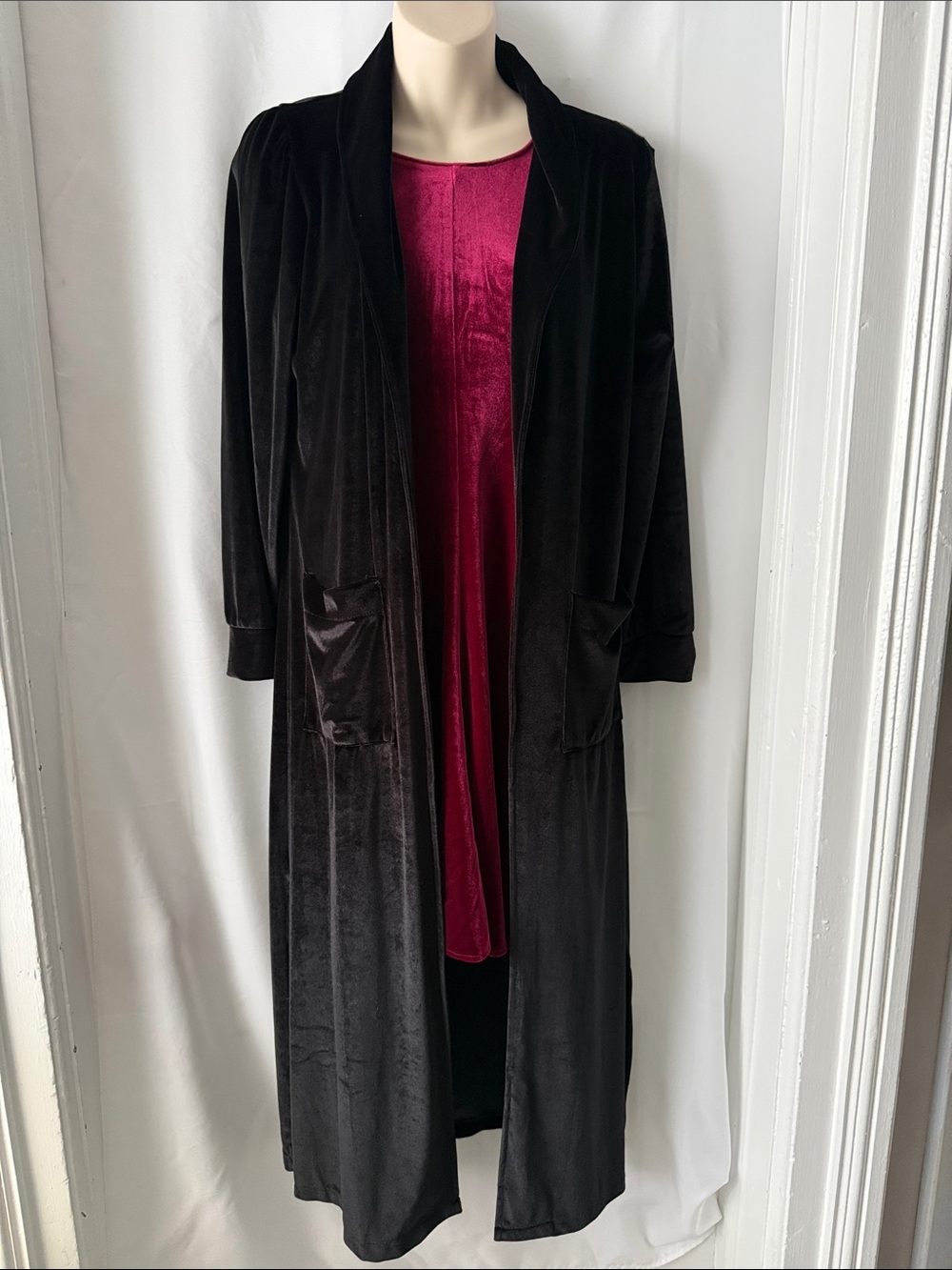 Long Black Velvet duster